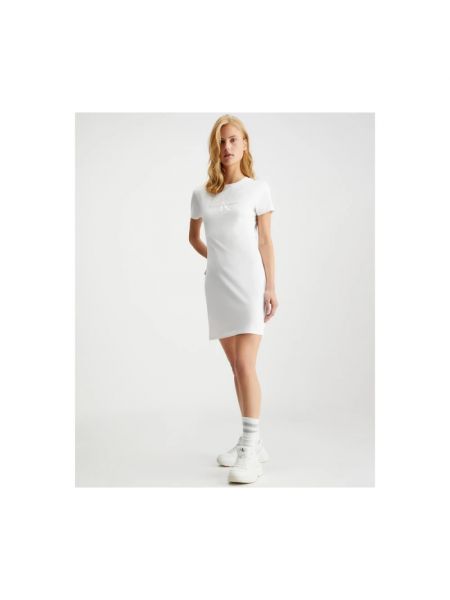 Mini-abito di cotone Calvin Klein bianco