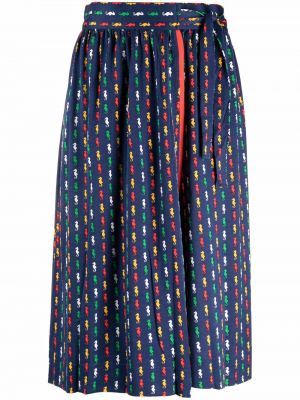 Obálkové sukně s vysokým pasem s potiskem Céline Pre-owned - modrá
