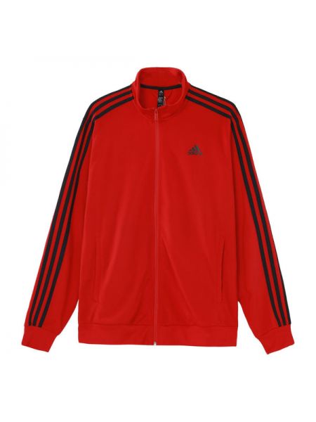 Куртка в полоску с воротником стойка Adidas красная
