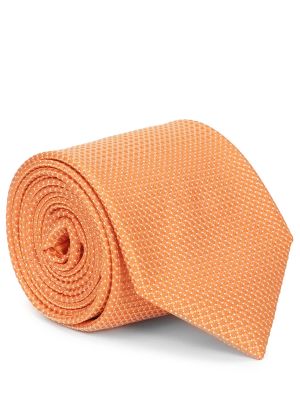 Шелковый галстук Brioni оранжевый