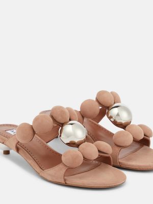 Sandale din piele de căprioară Alaã¯a bej