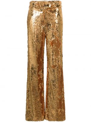 Flitteres egyenes szárú nadrág Genny aranyszínű