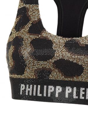Haut à imprimé à imprimé léopard Philipp Plein noir
