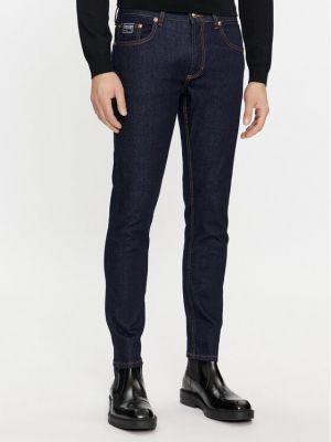 Ravne hlače Versace Jeans Couture modra