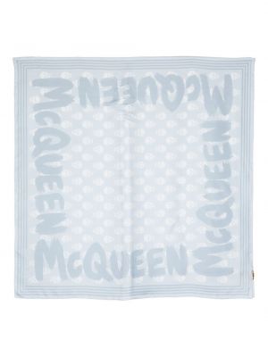 Echarpe en soie à imprimé Alexander Mcqueen bleu