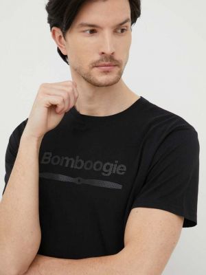 Памучна тениска с дълъг ръкав с принт Bomboogie черно