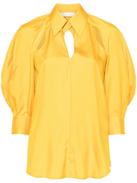 Μεταξωτή μπλούζα Chloé κίτρινο