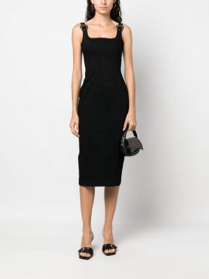 Midi šaty s přezkou Versace Jeans Couture černé