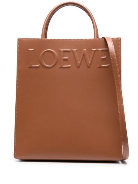Кожени шопинг чанта Loewe кафяво