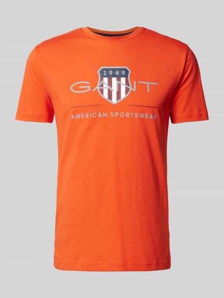 Koszulka z nadrukiem Gant pomarańczowa