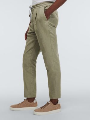 Pantaloni de in slim fit din bumbac Brunello Cucinelli verde