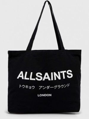 Памучни шопинг чанта Allsaints черно