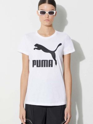 Bavlněné tričko Puma bílé