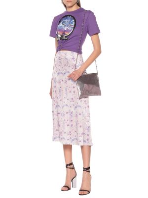 Květinové midi sukně jersey Paco Rabanne fialové