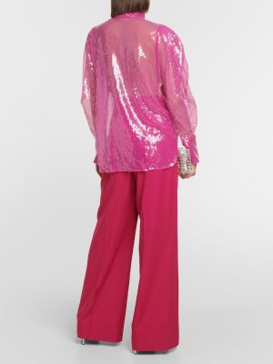 Прозрачна блуза с пайети Nina Ricci розово
