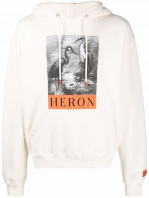 Raštuotas medvilninis džemperis su gobtuvu Heron Preston balta