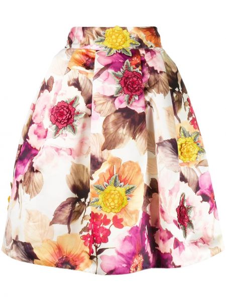 Kvetinová sukňa s potlačou Philipp Plein biela