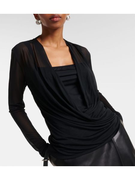 Bluza od jersey s draperijom Givenchy crna