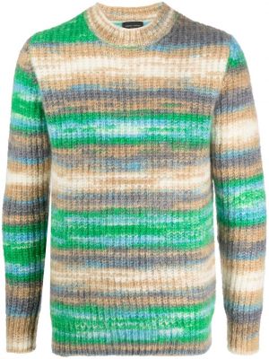Moherowy sweter z okrągłym dekoltem Roberto Collina zielony