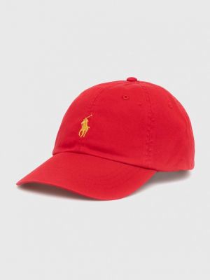 Bombažna kapa Polo Ralph Lauren rdeča
