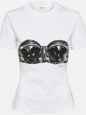 Βαμβακερή μπλούζα με σχέδιο Alexander Mcqueen λευκό