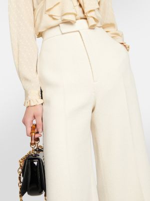 Voľné vlnené culottes nohavice Gucci biela