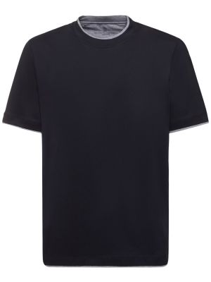 Kokvilnas t-krekls džersija Brunello Cucinelli melns