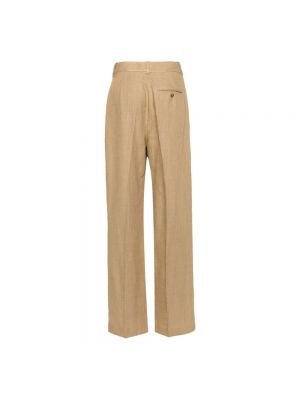 Pantalones de lino de seda Ralph Lauren marrón