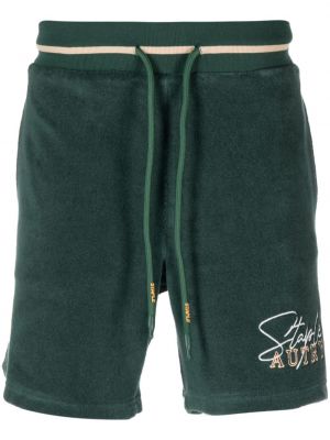 Pantaloni scurți cu broderie din bumbac Autry verde