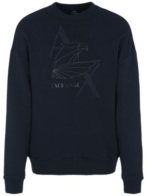 Medvilninis siuvinėtas džemperis Armani Exchange mėlyna
