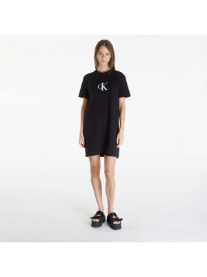 Černé saténové džínové šaty Calvin Klein