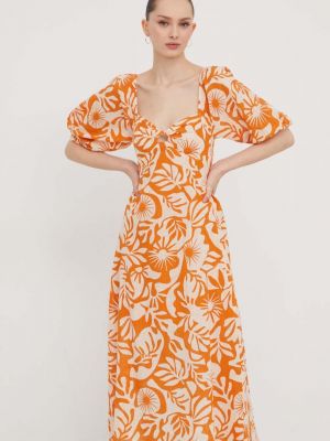 Bavlněné midi šaty Billabong oranžové