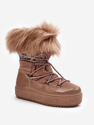 Зимни обувки за сняг с връзки с дантела Kesi бежово