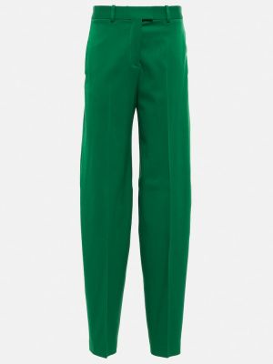 Μάλλινο παντελόνι σε φαρδιά γραμμή The Attico πράσινο