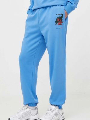 Pantaloni sport din bumbac Lacoste albastru