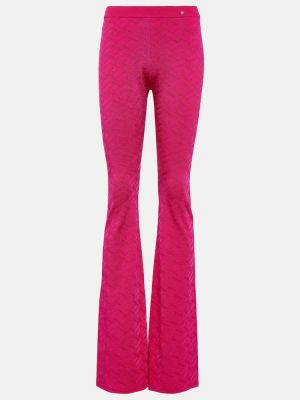 Ravne hlače z visokim pasom Versace roza