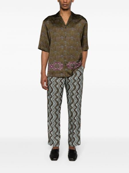 Pantalon à imprimé à motif géométrique Dries Van Noten bleu