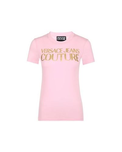 Джинсовая футболка Versace Jeans Couture, розовая