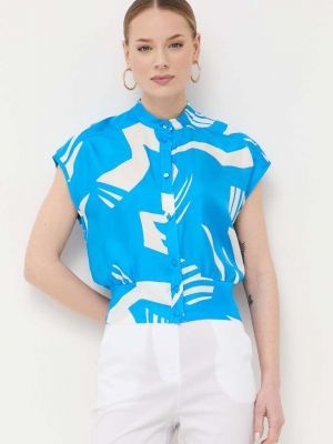 Hedvábné tričko se stojáčkem Beatrice B modré