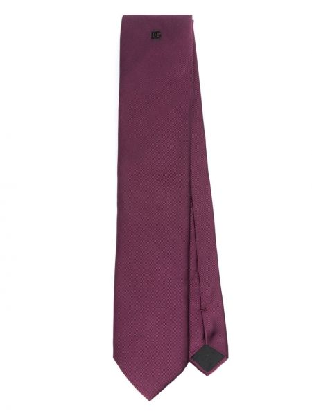 Hodvábna kravata s výšivkou Dolce & Gabbana červená