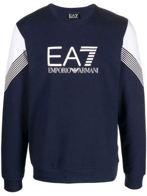 Rund hals trykt sweatshirt Ea7 Emporio Armani blå