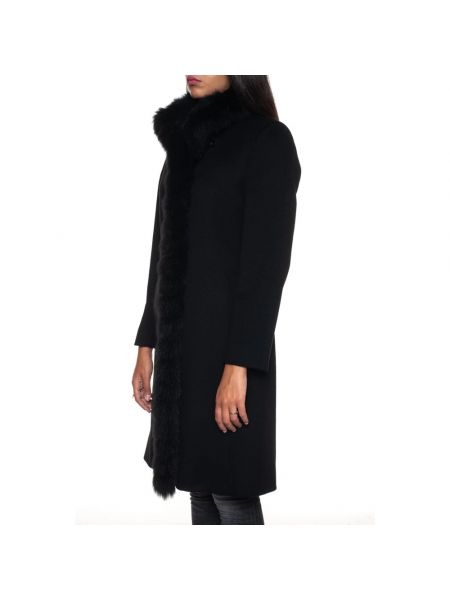 Abrigo de cuero de lana Cinzia Rocca negro