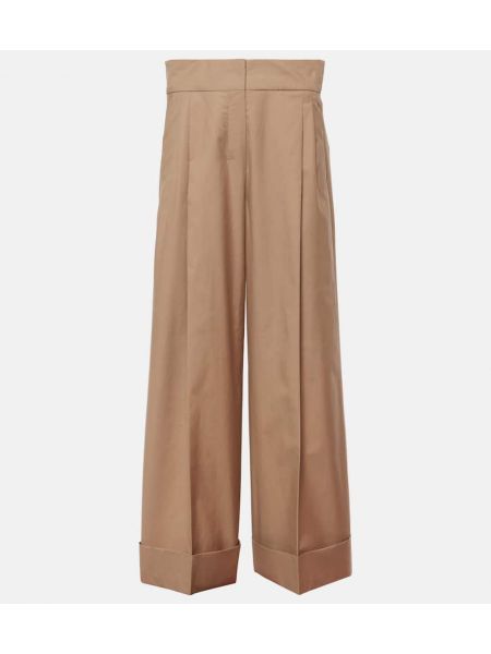 Pantaloni di cotone baggy plissettati 's Max Mara beige