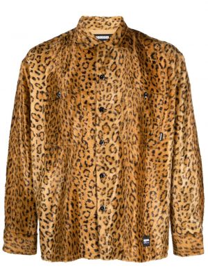 Leopardí košile s kožíškem s potiskem Neighborhood hnědá