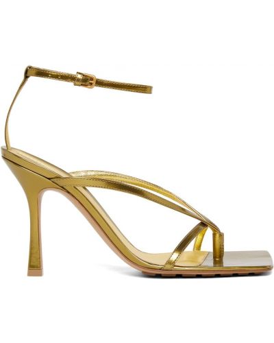 Puntíkaté kožené sandály Bottega Veneta zlaté