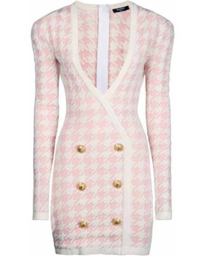 Viskózové mini šaty Balmain růžové