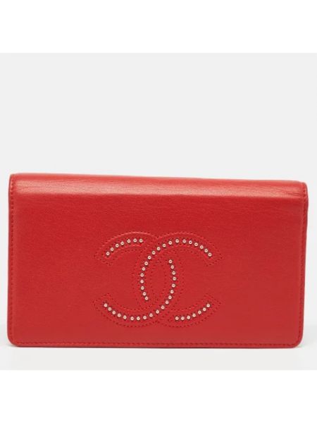 Monedero de cuero retro Chanel Vintage rojo