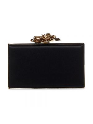 Bolso clutch de raso de flores Victoria Beckham negro