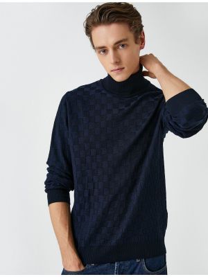 Rūtainas džemperis ar augstu apkakli ar garām piedurknēm Koton