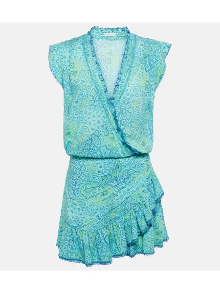 Kleid mit print mit rüschen Poupette St Barth blau